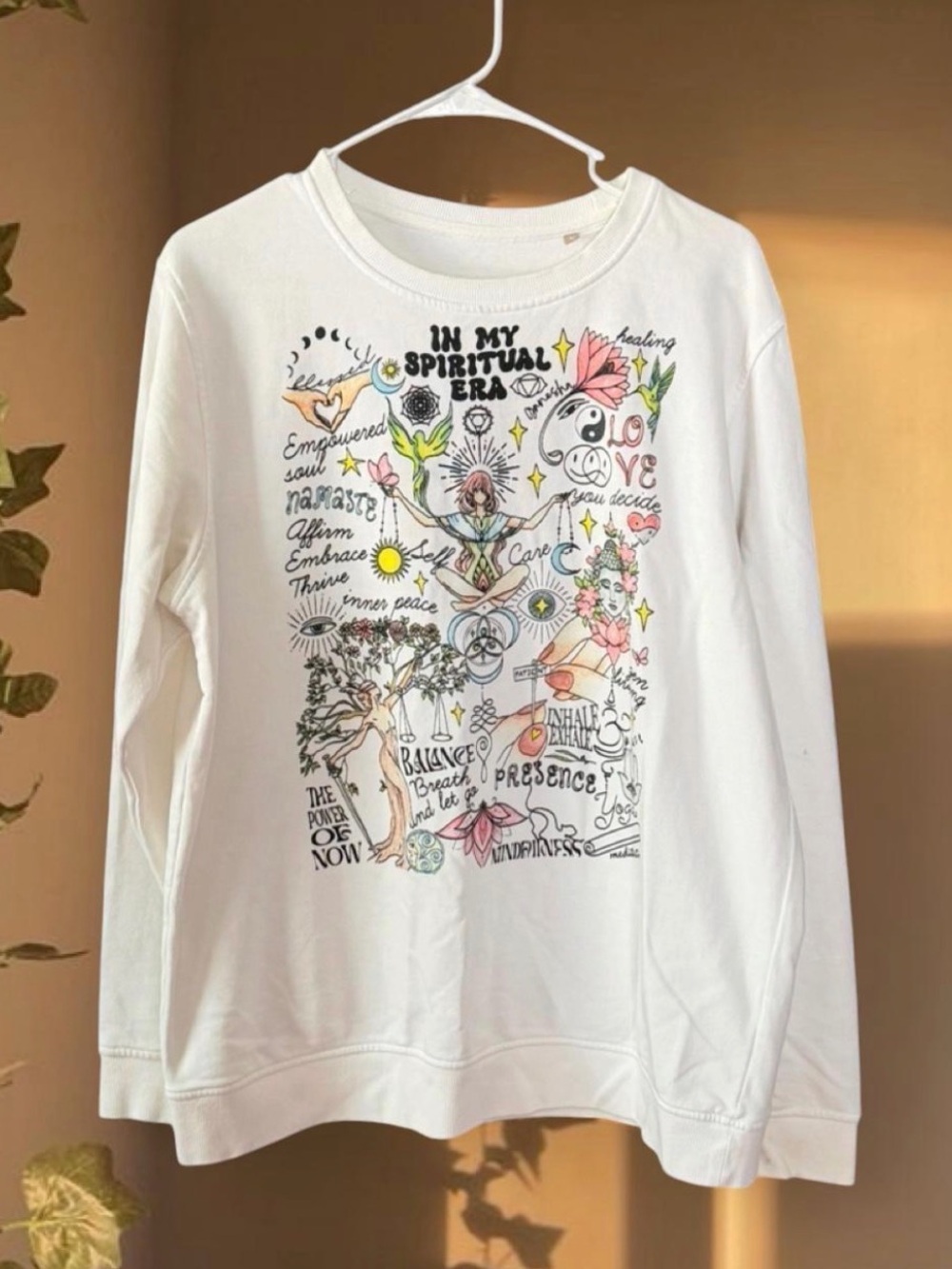 White Graphic Sweatshirt - Spiritual Era Design